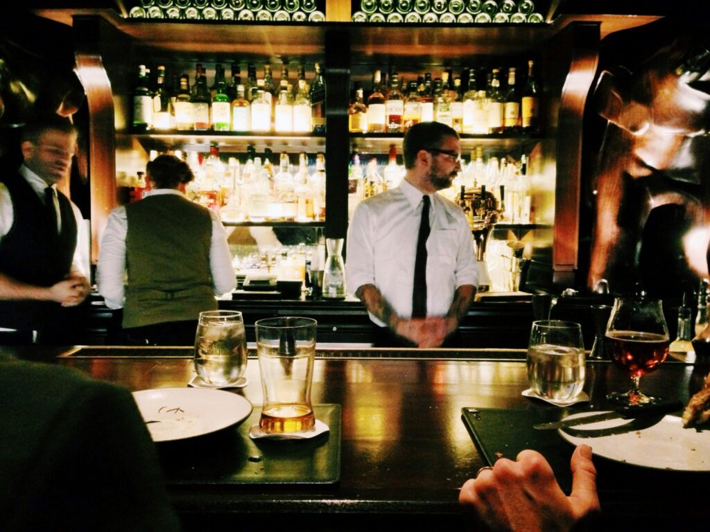 Picture of bar staff at work.