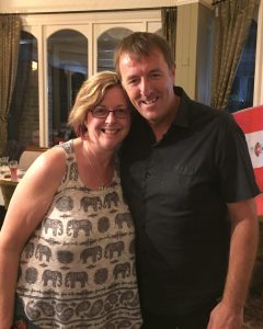 Liz standing next to Matt Le Tissier, demonstrating the power of influencers in her pub.