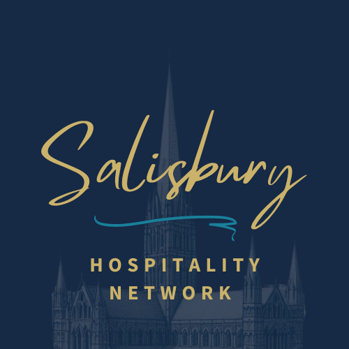 Logo of the Salisbury Hospitality Network, with an outline of the cathedral in the background.