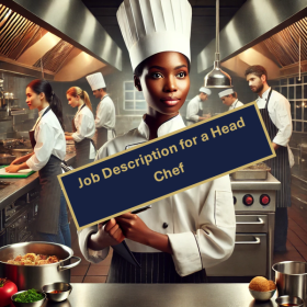 Image of a Head Chef. She is standing at the front of a busy kitchen.