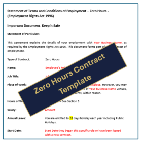 First page thumbnail of a zero hour contract